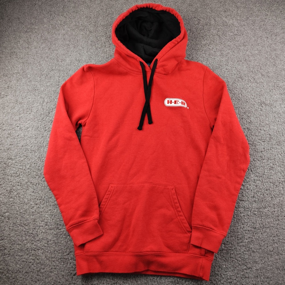 HEB Employee Uniform Hoodie Pullover Grocery Store Red Womens Small Logo